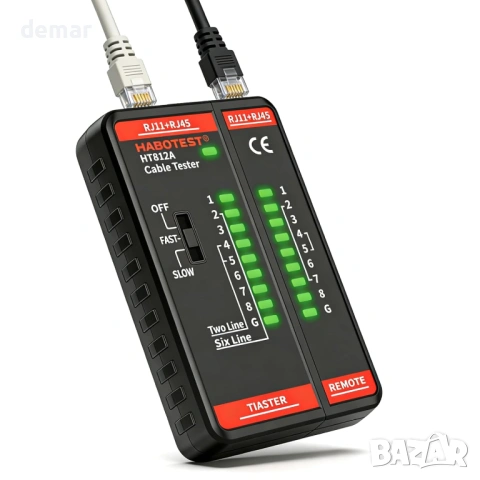 Тестер за мрежови кабели за RJ11 RJ45 Ethernet, LAN CAT5 CAT5E CAT6 CAT6A CAT7