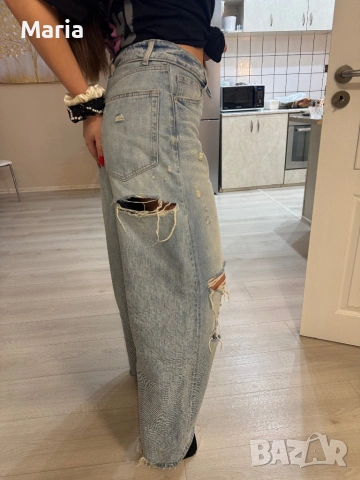 Дънки висока талия с обърнат колан, снимка 3 - Дънки - 53649142