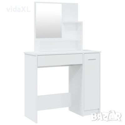 vidaXL Тоалетка с огледало, бял гланц, 86,5x35x136 см(SKU:802963, снимка 1 - Тоалетки - 45978670