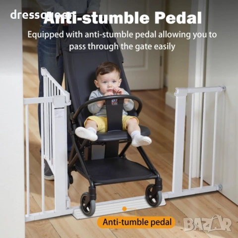 4506 Здрава метална преграда за деца и домашни любимци – комплект с разширение и стъпало (96-103 см), снимка 5 - Други стоки за дома - 53876213