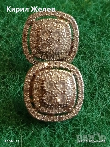 Сребърни обеци с кристали Swarovski и множество ореоли ювелирна изработка 54189, снимка 8 - Обеци - 54014405