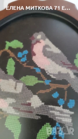 2 гобленчета с птиченца -в дървена рамка и антирефлексно стъкло, снимка 5 - Гоблени - 50529768