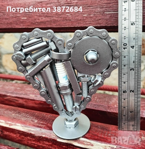 Сърце от рециклирани метални части, различни видове , снимка 6 - Декорация за дома - 53105347