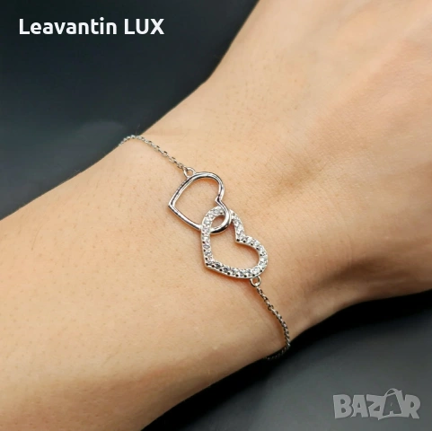 Сребърна гривна Сърца