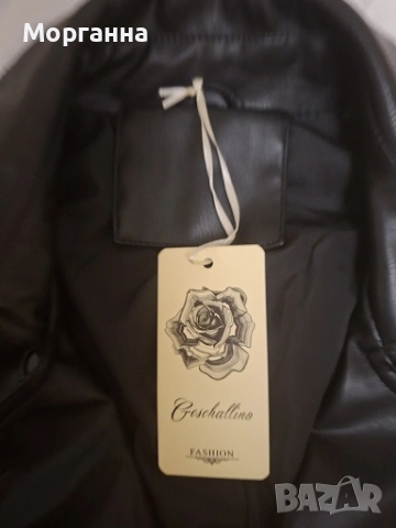 Дамско черно кожено яке. Размер L. 40/42 Ново. Марково., снимка 6 - Якета - 51852287