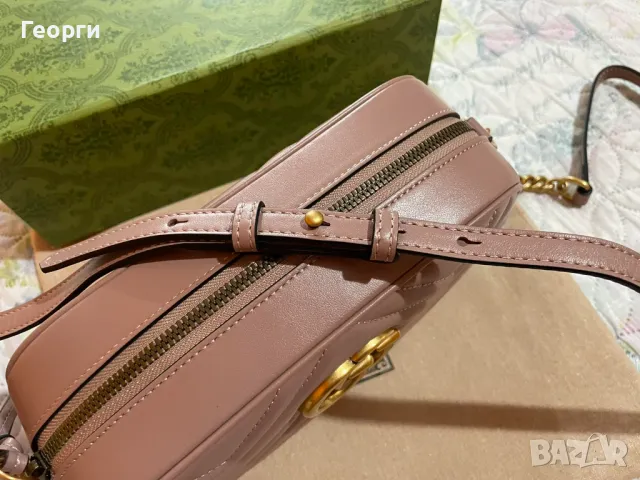 Гучи Dusty Pink Кожена чанта Marmont Оригинална Gucci Дръжка / Синджир, снимка 10 - Чанти - 46925649