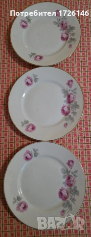 Порцеланови чинии със златен кант 3 броя на Lidköpings Porslinsfabrik (ALP), Sweden , снимка 2 - Чинии - 54045684