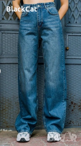 Дамски Дънки С Широки Крачоли, снимка 2 - Дънки - 53893505