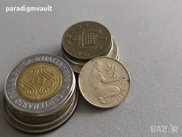 Монета - Германия - 50 пфенига | 1989г.; серия F, снимка 2 - Нумизматика и бонистика - 52858336