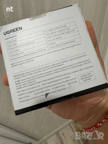 Ugreen магнитно зарядно , снимка 2 - Оригинални зарядни - 53695738