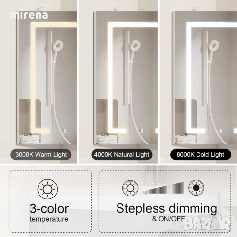 Ъглов шкаф с лед огледало, за баня отваря се отдясно наляво 60*40см, снимка 8 - Шкафове - 53434315