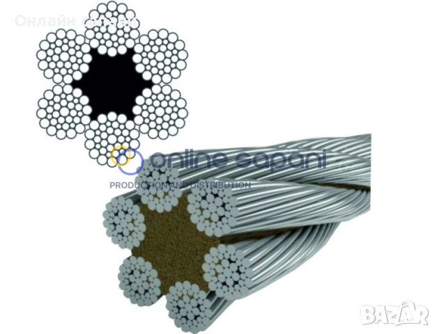 Гъвкаво стоманено въже 6X36WS с органична (конопена) сърцевина