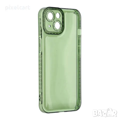 Силиконов Crystal Diamond за iPhone 14, 2mm, прозрачно зелен, снимка 1 - Калъфи, кейсове - 47923484