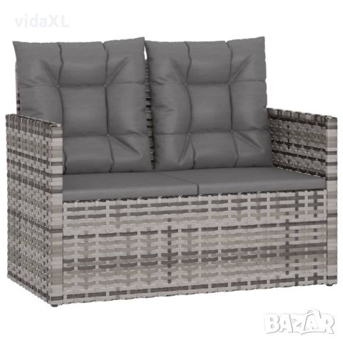 vidaXL Градинска пейка с възглавници, сива, 105 см, полиратан(SKU:362319, снимка 1 - Градински мебели, декорация  - 46022138