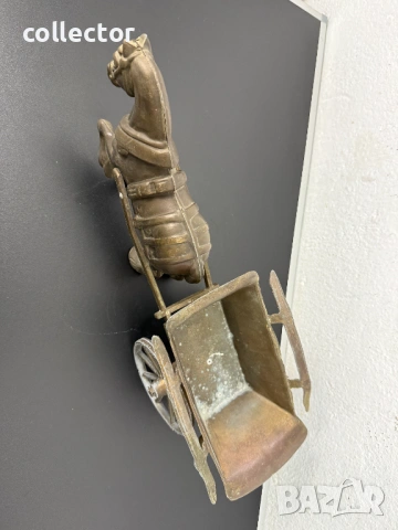 Месингова фигура - кон с каруца. №8054, снимка 7 - Антикварни и старинни предмети - 54036871