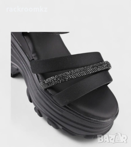 Дамски сандали на висока платформа черни 1056 black, снимка 3 - Сандали - 54256477