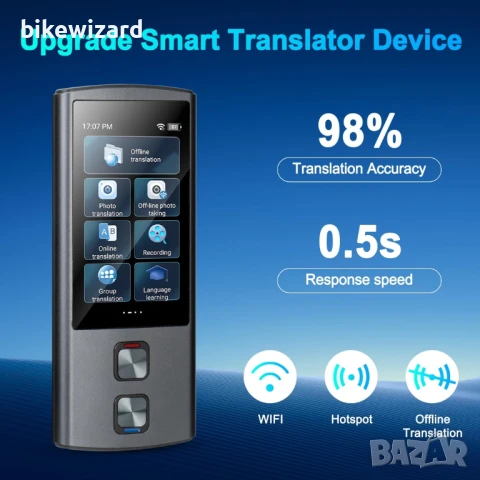 T17 AI езиков преводач поддържа Wi-Fi, Hotspot, офлайн превод НОВ, снимка 3 - Друга електроника - 50582333