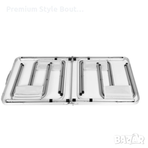 Комплект сгъваема къмпинг маса с 4 стола, регулируема височина, дизайн "куфар" в сив цвят, снимка 7 - Други стоки за дома - 53950100