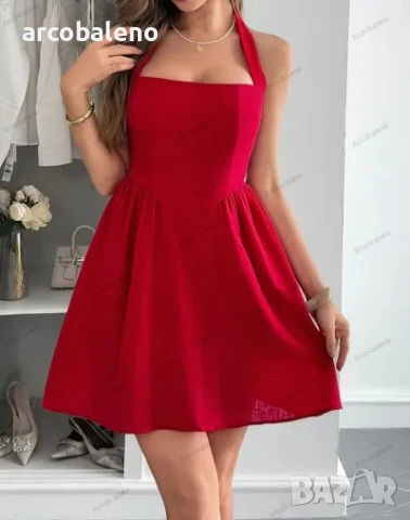 Елегантна дамска къса рокля с деколте, 4цвята , снимка 2 - Рокли - 50539652