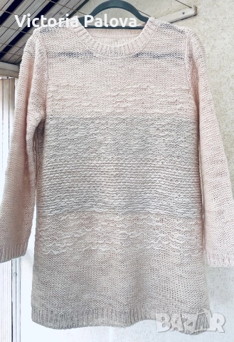 Скандинавско ръчно плетиво - нежен пуловер с фин люрекс, снимка 5 - Блузи с дълъг ръкав и пуловери - 52486708