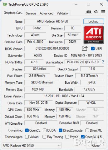 Видео карта AMD Radeon Asus HD EAH5450 Silent HDMI 1024MB GDDR3 64bit PCI-E, снимка 10 - Видеокарти - 46229127