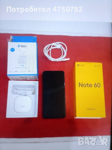 Realme Note 60 (4+8GB RAM) |с 13 м. ГАРАНЦИЯ ,КАТО НОВ + Безжични слушалки!