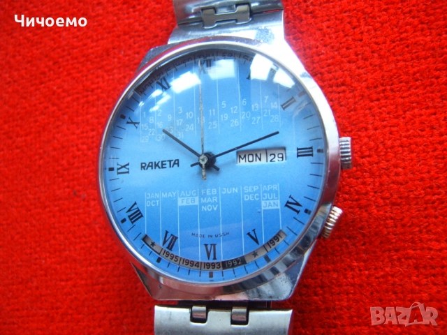 Ракета вечен календар СССР Ретро мъжки ръчен часовник -механика ръчно навиване!, снимка 2 - Антикварни и старинни предмети - 52930060