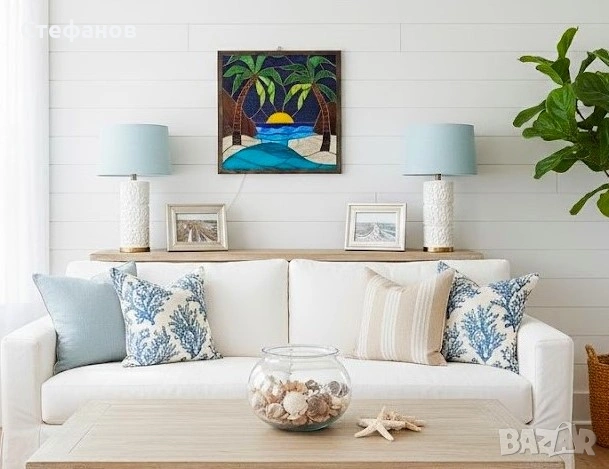 Светещо пано за стена, витраж, "Тифани", снимка 3 - Декорация за дома - 53527285