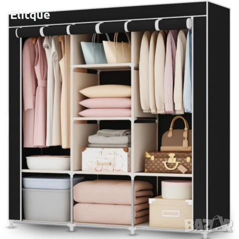 Сгъваем текстилен гардероб XXL 170x170x45 см – просторен, здрав и практичен, снимка 6 - Декорация за дома - 54219638