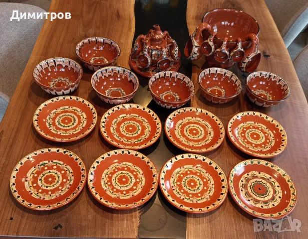 Комплект традиционна троянска писана керамика