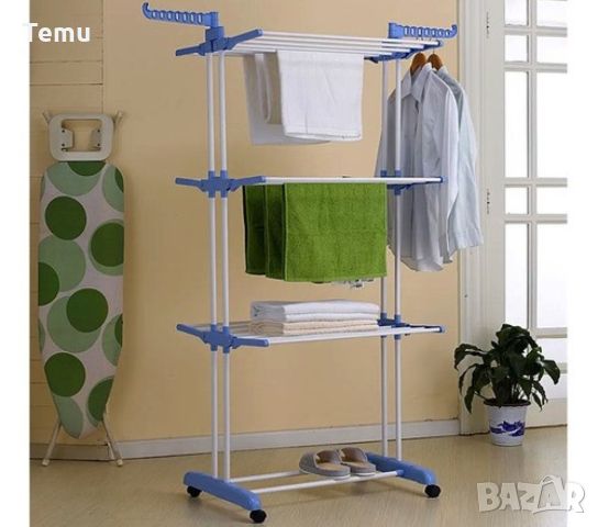 Сгъваем сушилник за дрехи на колелца – практична стойка за сушене на пране, снимка 14 - Други стоки за дома - 45584974