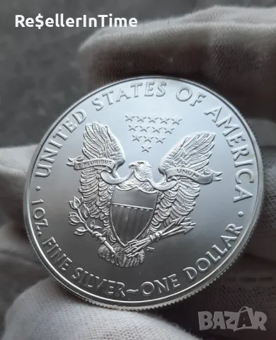 Инвестиционна сребърна монета 1 унция American Eagel Silver Dollar 2010, цветна, снимка 3 - Нумизматика и бонистика - 46925580