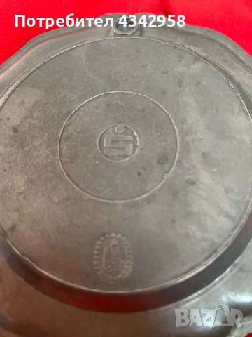 Ретро чинийка от калай и керамика.1970г. Германия , снимка 3 - Антикварни и старинни предмети - 50689039