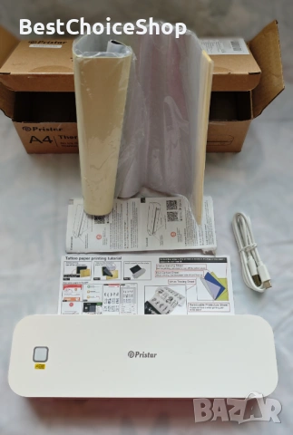 Портативен А4 Термален Принтер Bluetooth Съвместим с iOS/Android , снимка 4 - Принтери, копири, скенери - 53398064