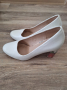 Дамски бели обувки със шарен ток на цветя 39 номер, снимка 4