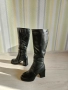 Нови дамски елегантни ботуши STILLO от естествена кожа зимни с вата на висок и дебел ток обувки № 38, снимка 2