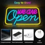 LED неонов надпис We Are Open, 42x23 см, USB захранване, (розово&синьо&жълто), снимка 4