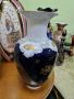 Рядка уникална антикварна колекционерска порцеланова немска ваза кобалт с позлата Reichenbach, снимка 6
