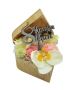 Дървена кутия сърце със сапунени цветя в розово, бяло и кремаво и гравирано пожелание, снимка 1 - Сувенири от дърво - 45130580