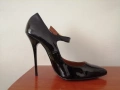 №43 унисекс - мъжки/дамски обувки на висок ток с остър връх и закопчаване с катарама -Hey Si Mey , снимка 7