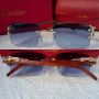 Cartier висок клас слънчеви очила Мъжки Дамски слънчеви с дървени дръжки, снимка 1 - Слънчеви и диоптрични очила - 45607482