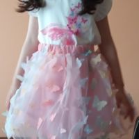 Ефектна поличка с 3D дизайн на пеперуди и блузка с пепрудки, снимка 1 - Детски комплекти - 45466261