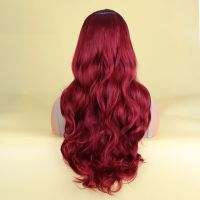 Червена омбре перука с тъмни корени, снимка 2 - Аксесоари за коса - 45425134