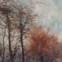 Дончо Занков 1893-1960 Уникален Пейзаж 1920те год. дървета маслени бои, снимка 3 - Картини - 44957163