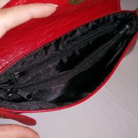 Малка дамска чанта от естествена кожа в червен цвят, снимка 10 - Чанти - 45113863