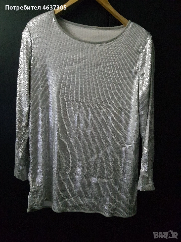 маркова ластична сребриста блуза, снимка 1