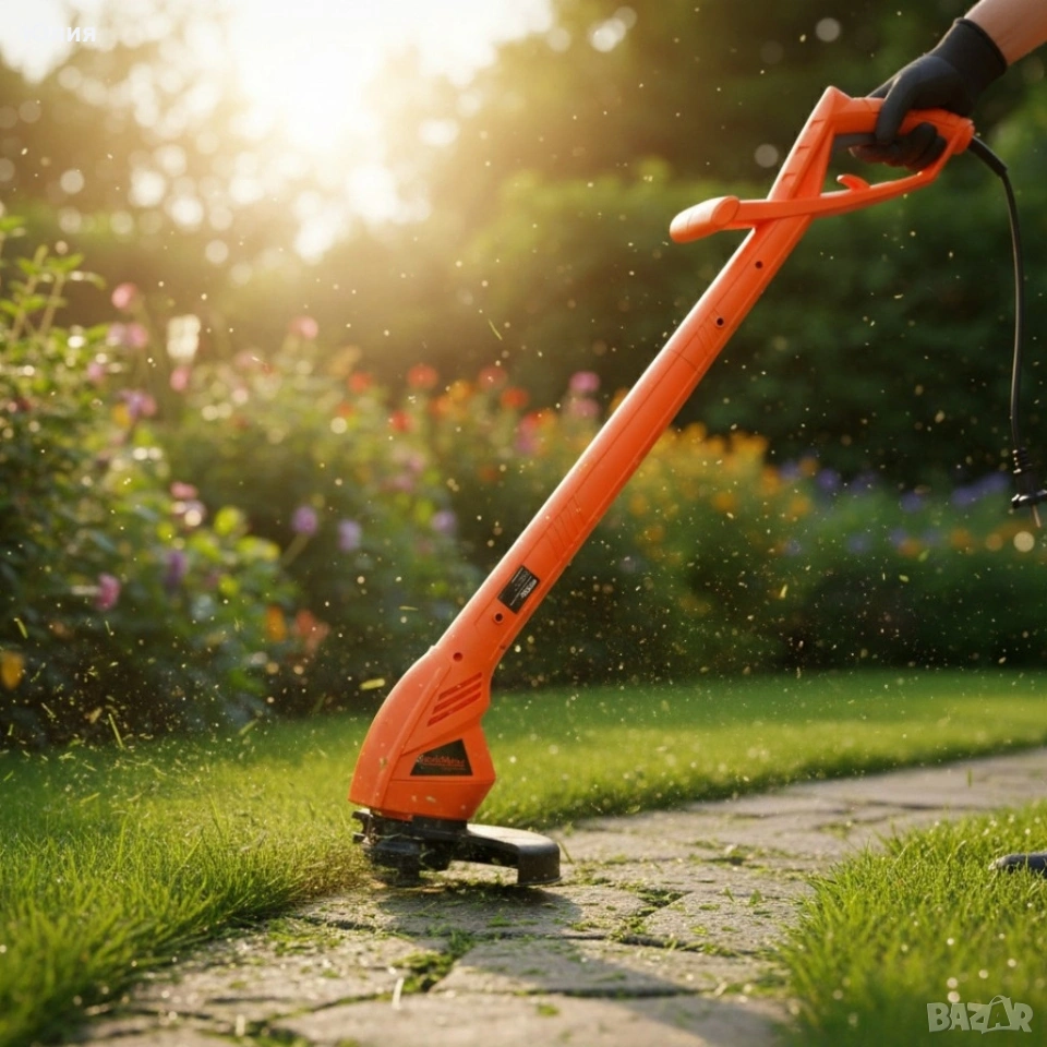 Електрически тример за трева 800W – лек, тих и прецизен за малки и средни градини, снимка 1
