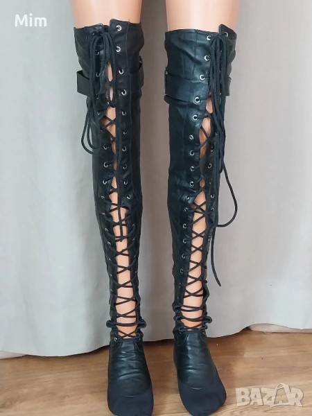 S/M Черни кожени дълги чорапи , снимка 1