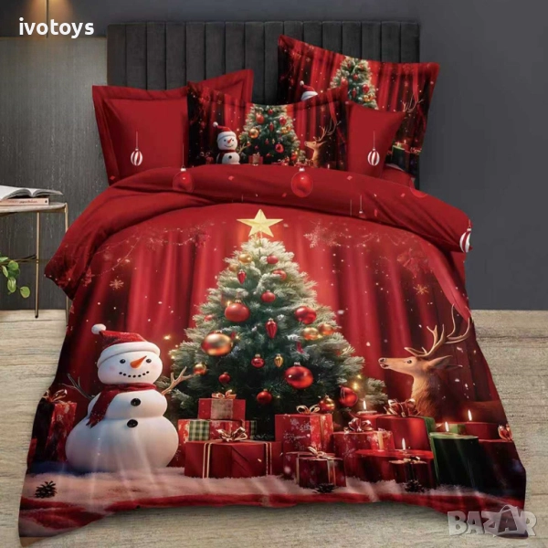 Двулицево коледно спално бельо (Реално изображение), 6 части - Модел WS18761, снимка 1