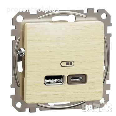 Продавам Розетка 2x USB тип A+C 2.4A 12W Бреза SCHNEIDER ELECTRIC Sedna Design, снимка 1